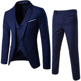 2019 Men's Business Groomsman Suit Pants Vest Sets Suit + Vest + Pants 3 Pieces Sets Slim Suits Wedding Party Blazers Jacket