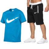 2019 Brand t shirt Men Sets Fashion Summer cotton short sleeve Sporting Suit T-shirt +shorts Mens 2 Pieces Sets casual clothing