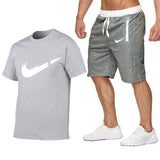 2019 Brand t shirt Men Sets Fashion Summer cotton short sleeve Sporting Suit T-shirt +shorts Mens 2 Pieces Sets casual clothing