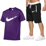 2019 Brand t shirt Men Sets Fashion Summer cotton short sleeve Sporting Suit T-shirt +shorts Mens 2 Pieces Sets casual clothing