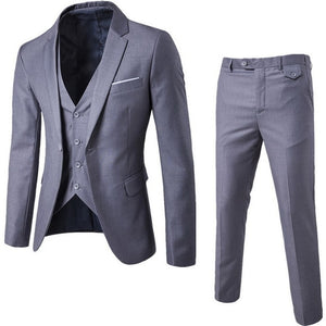 Oeak Men Spring 3 Pieces Classic Blazers Suit Sets Men Business Blazer +Vest +Pants Suits Sets 2019 Autumn Men Wedding Party Set