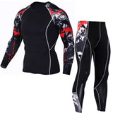 Compression Sportswear Suit Mens Skinny Long sleeve T-shirt Leggings Fitness Workout Rashguard  MMA Tee Tops Tight Pants