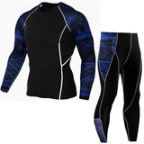 Compression Sportswear Suit Mens Skinny Long sleeve T-shirt Leggings Fitness Workout Rashguard  MMA Tee Tops Tight Pants