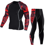 Compression Sportswear Suit Mens Skinny Long sleeve T-shirt Leggings Fitness Workout Rashguard  MMA Tee Tops Tight Pants