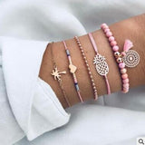 accesorios mujer Bohemian charm bead Bracelet Women tassel heart tree bijoux acier inoxydable femme Sets Jewelry armband