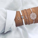 accesorios mujer Bohemian charm bead Bracelet Women tassel heart tree bijoux acier inoxydable femme Sets Jewelry armband