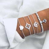 accesorios mujer Bohemian charm bead Bracelet Women tassel heart tree bijoux acier inoxydable femme Sets Jewelry armband