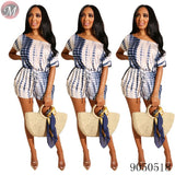 New casual printed off shoulder women rompers jumpsuits