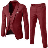 3pc Men Purple Suit (Jacket+Pants+Vest) Brand Slim Fit Elegant Suits With Pants Mens Grooming Busienss Tuxedo Suits Ternos S-6XL