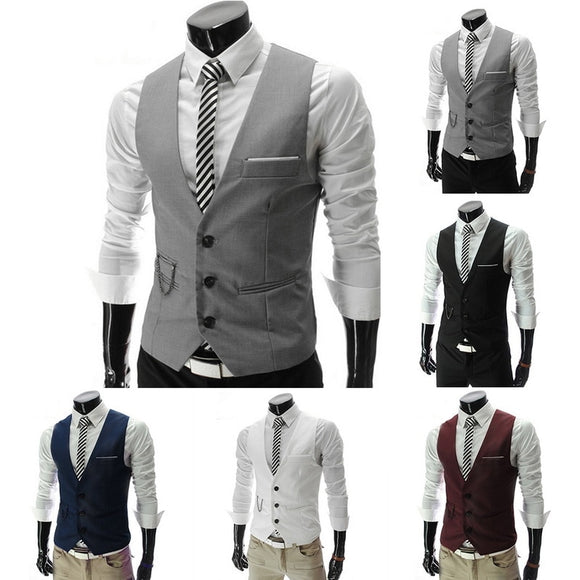 2018 Hot Men Formal Dress Suit Vests Slim Fit Men Suit Vest Male Wedding Party Waistcoat Homme Casual Sleeveless Business Jacket