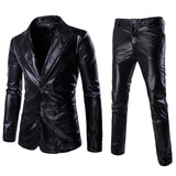 Brand Men Coated Gold  Suit Set 2 pcs Jackets + Pants Men Blazers Sets Dress Blazer Set Wedding Party  Show Shiny Clothes