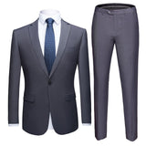 2019 Asian Size Mens Suits Set Grey Formal Blazer pants Marriage Tuxedo male 2 Piece suit set Terno wedding mens suit slim fit